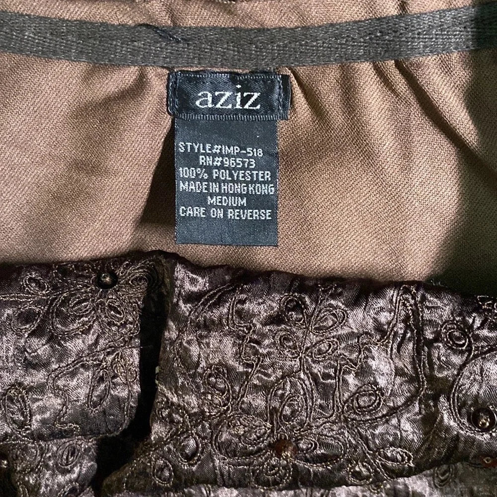 Aziz Knee Length Brown Skirt With Ribbon & Lace Design Size M